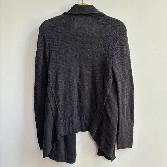 Eileen Fisher Organic Cotton Cardigan Sweater Womens Small Gray Open Front Knit - Picture 4 of 7